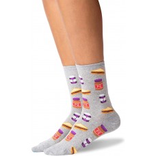 HotSox Womens Peanut Butter and Jelly Socks, Sweatshirt Grey Heather, 1 Pair, Womens Shoe 4-10