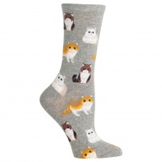 HotSox Womens Persian Cats Socks, Sweatshirt Grey Heather, 1 Pair, Womens Shoe 4-10