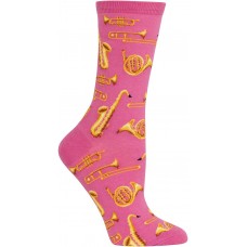 HotSox Womens Jazz Instruments Socks, Pink, 1 Pair, Womens Shoe 4-10