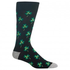 HotSox Mens Clover Socks, Black, 1 Pair, Mens Shoe 6-12.5