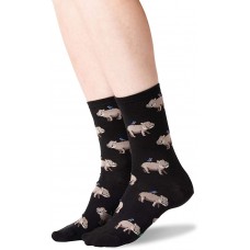 HotSox Womens Hippo Socks, Black, 1 Pair, Womens Shoe 4-10