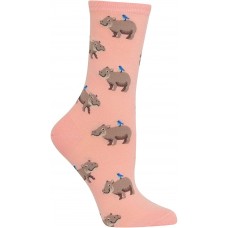 HotSox Womens Hippo Socks, Blush, 1 Pair, Womens Shoe 4-10