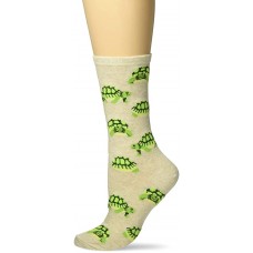 HOTSOX Womens Crew Socks Turtles 1 Pair, Natural Melange, Womens 4-10 Shoe