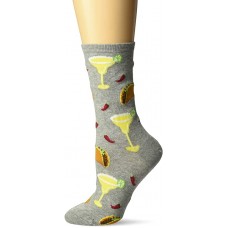 HOTSOX Womens Crew Socks Margaritas and Tacos 1 Pair, Grey Heather, Womens 4-10 Shoe