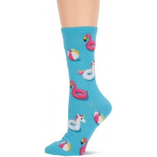 HOTSOX Womens Crew Socks Pool Floats 1 Pair, Aqua, Womens 4-10 Shoe