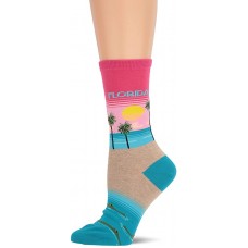 HotSox Womens Florida Socks, Pink, 1 Pair, Womens Shoe Size 4-10