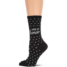 HotSox Womens Maid of Honor Socks, Black, 1 Pair, Womens Shoe Size 4-10