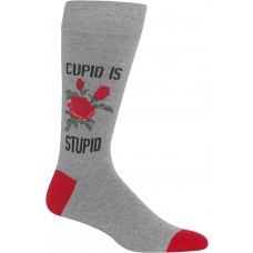 HOTSOX Mens Crew Socks Cupid is Stupid 1 Pair, Grey Heather, Mens 8-12 Shoe