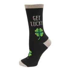 HOTSOX Mens Crew Socks Get Lucky 1 Pair, Black, Mens 8-12 Shoe