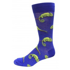 HOTSOX Mens Crew Socks Chameleons 1 Pair, Blue, Mens 8-12 Shoe