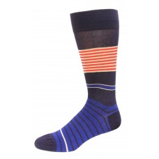 HOTSOX Mens Crew Socks Multi Stripe 1 Pair, Navy, Mens 8-12 Shoe