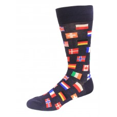 HOTSOX Mens Crew Socks Flags 1 Pair, Navy, Mens 8-12 Shoe