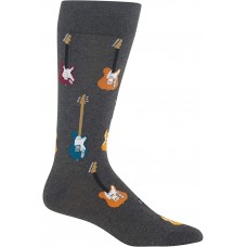 HOTSOX Mens Crew Socks Guitars 1 Pair, Charcoal, Mens 8-12 Shoe