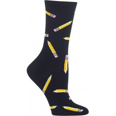 HOTSOX Womens Crew Socks Pencil 1 Pair, Black, Womens 4-10 Shoe