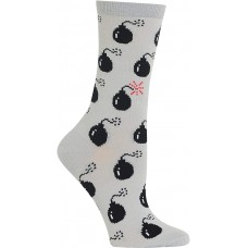 HOTSOX Womens Crew Socks Time bomb 1 Pair, Light Grey, Womens 4-10 Shoe