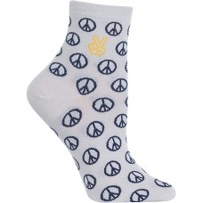 HOTSOX Womens Crew Socks Peace Anklet 1 Pair, Light Grey, Womens 4-10 Shoe