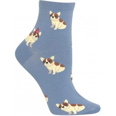 HOTSOX Womens Crew Socks Birthday Frenchie 1 Pair, Slate, Womens 4-10 Shoe