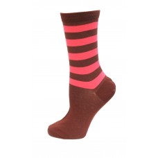 HOTSOX Womens Crew Socks Top tripe 1 Pair, Burgandy, Womens 4-10 Shoe