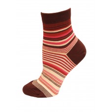 HOTSOX Womens Crew Socks Variegated Stripe Anklet 1 Pair, Burgandy, Womens 4-10 Shoe