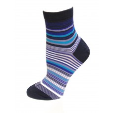 HOTSOX Womens Crew Socks Variegated Stripe Anklet 1 Pair, Navy, Womens 4-10 Shoe